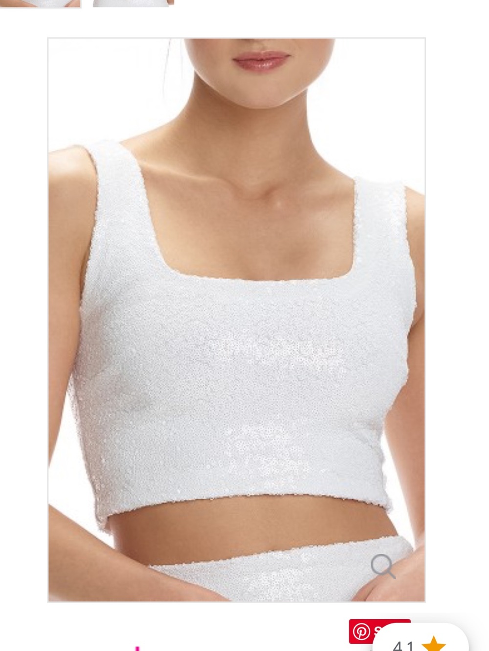 Commando White Square Neck Sequin Crop Top